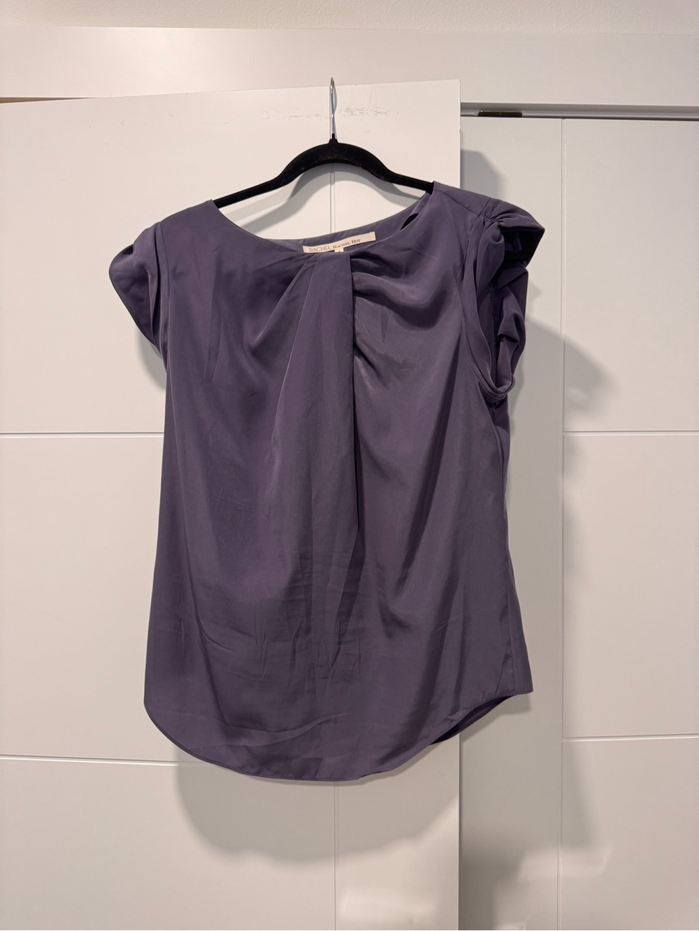 RACHEL Rachel Roy Purple Pleated Cap-Sleeve Blouse